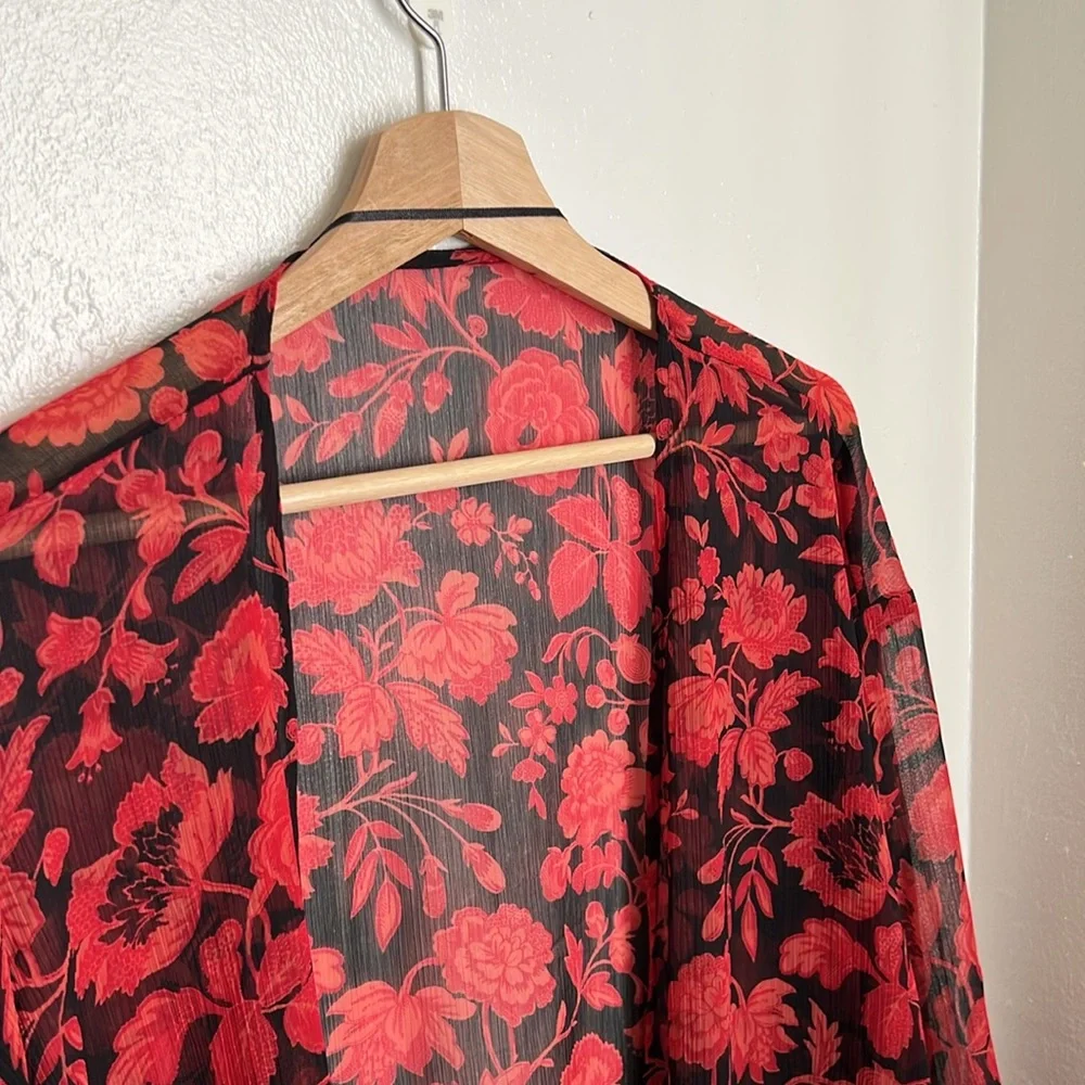 Lucky Brand Floral Duster Kimono - Black and Red - Picture 4 of 8
